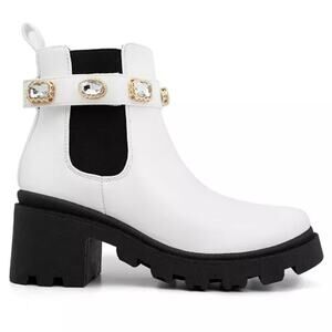 [H204] Sugar Favorite White Rhinestones Boots, Size 9.5